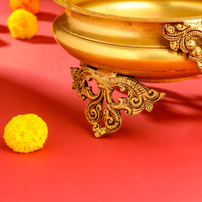 Brass Double Peacock Urli Bowl (11.5 Inch)