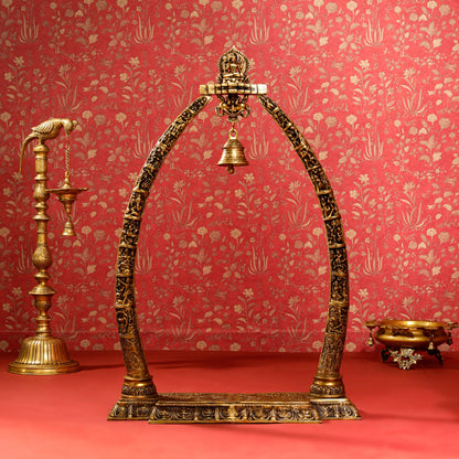 Brass Superfine Radha Krishna Statue With Elephant Tusk Stand (46 Inch)