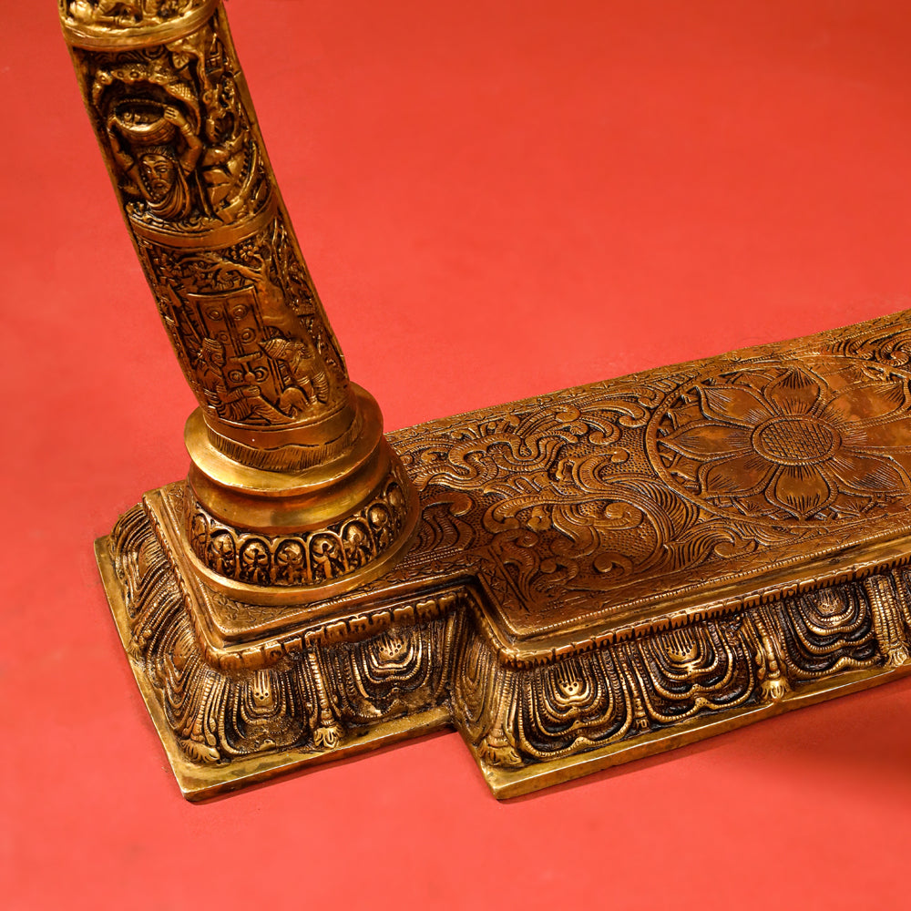 Brass Superfine Radha Krishna Statue With Elephant Tusk Stand (46 Inch)