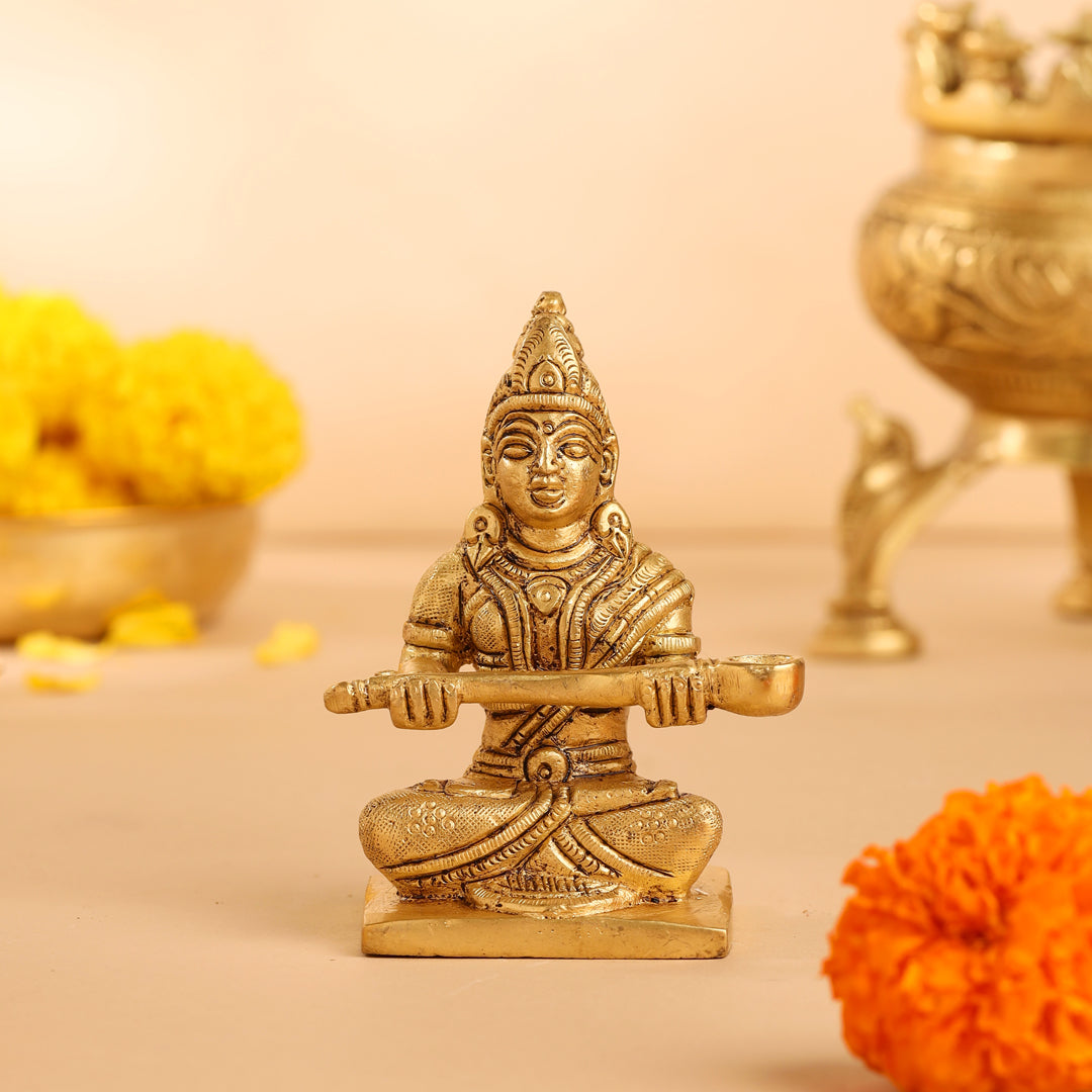 Brass Annapurna Devi Statue (4 Inch)