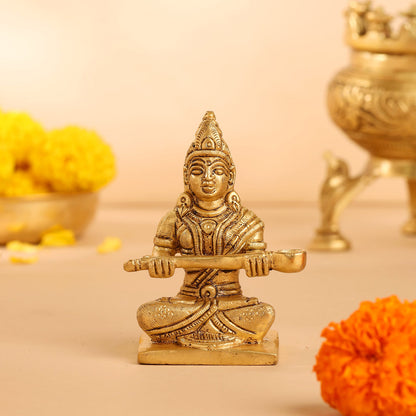 Brass Annapurna Devi Statue (4 Inch)