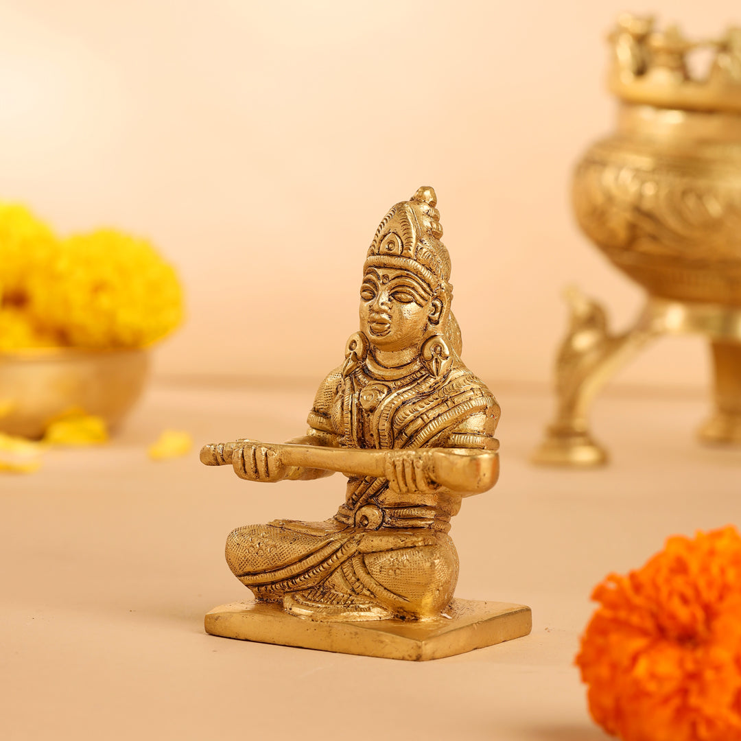 Brass Annapurna Devi Statue (4 Inch)