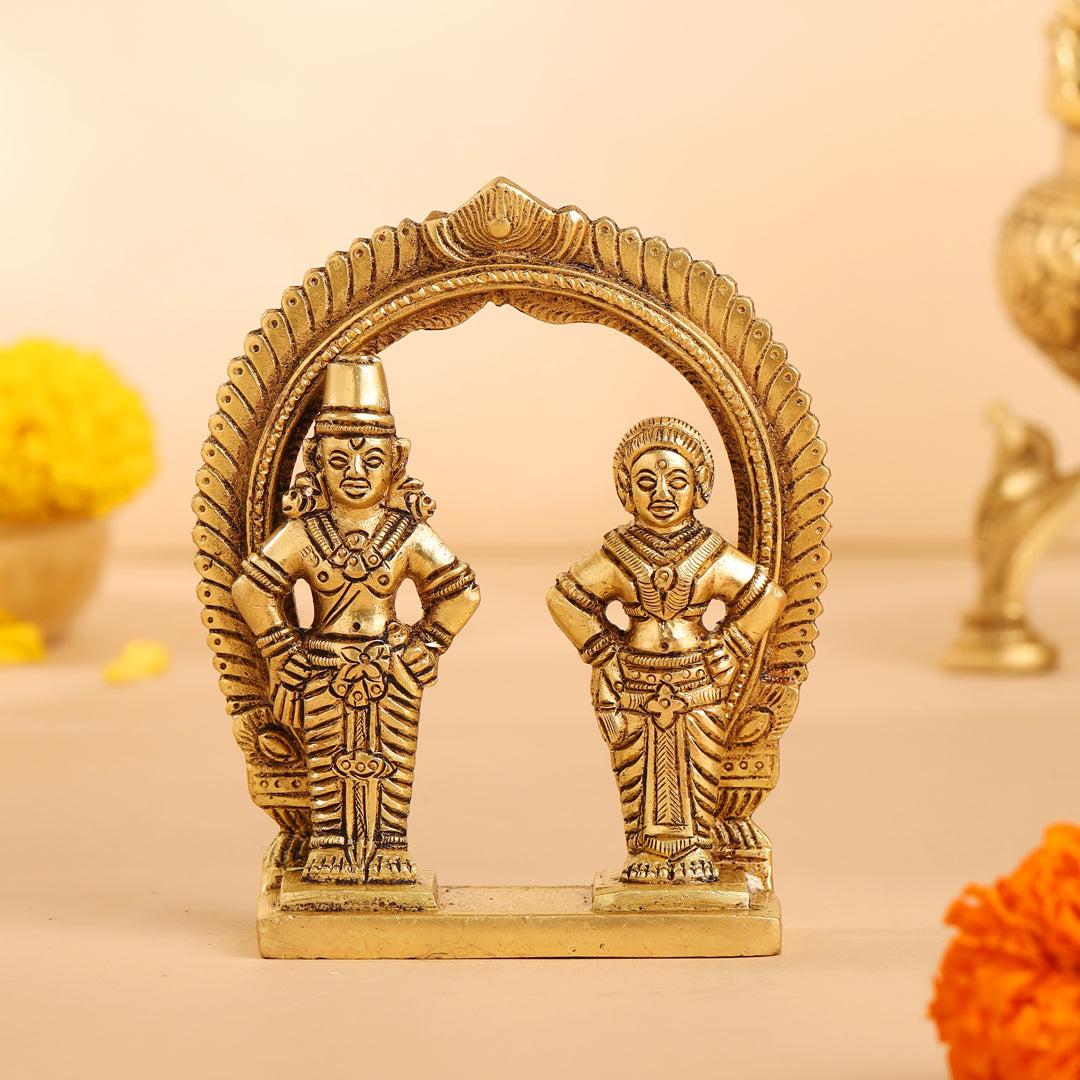 Brass Vitthal Rukmini Statue (4.5 Inch)