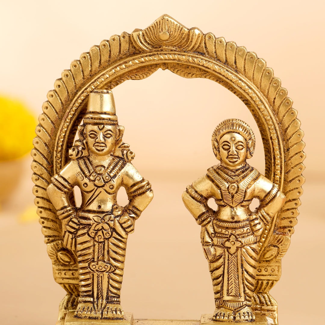 Brass Vitthal Rukmini Statue (4.5 Inch)