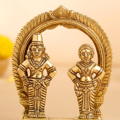 Brass Vitthal Rukmini Statue (4.5 Inch)