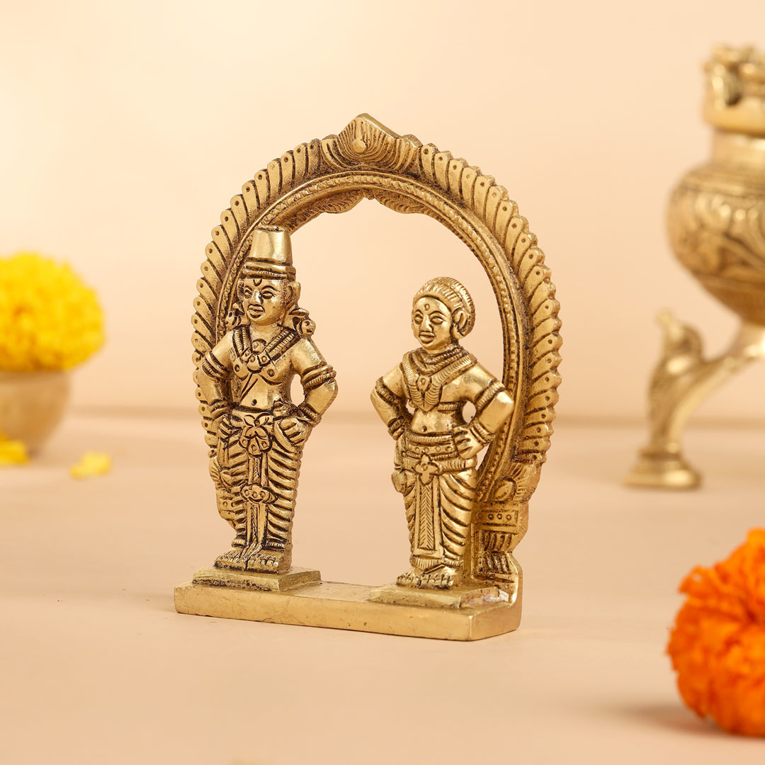 Brass Vitthal Rukmini Statue (4.5 Inch)
