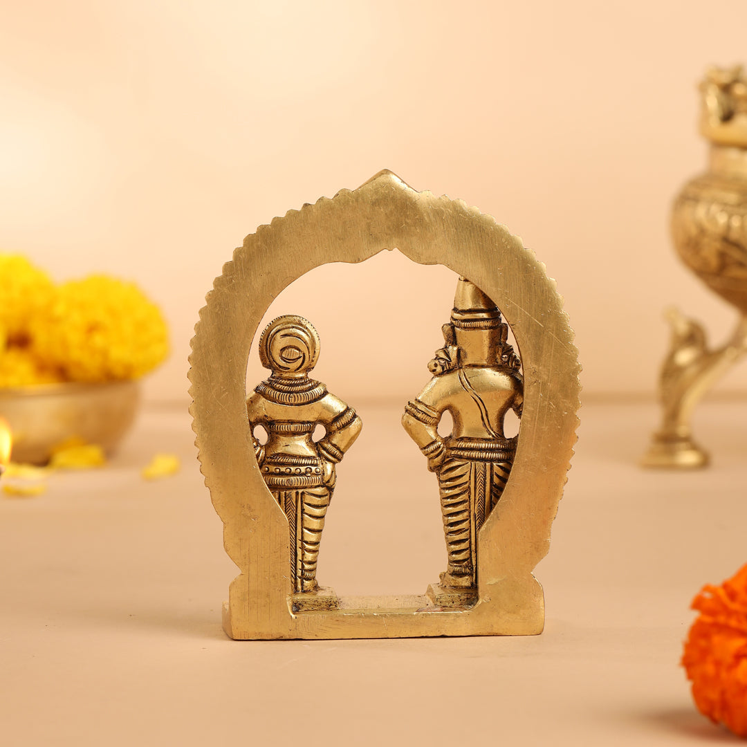 Brass Vitthal Rukmini Statue (4.5 Inch)