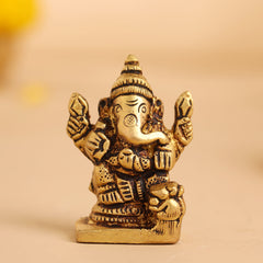 Brass Blessing Ganesha Idol (2 Inch)