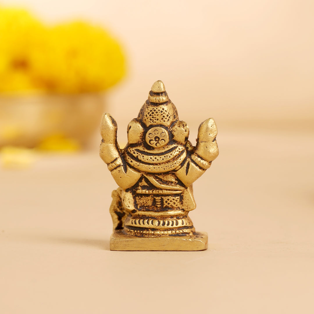 Brass Blessing Ganesha Idol (2 Inch)