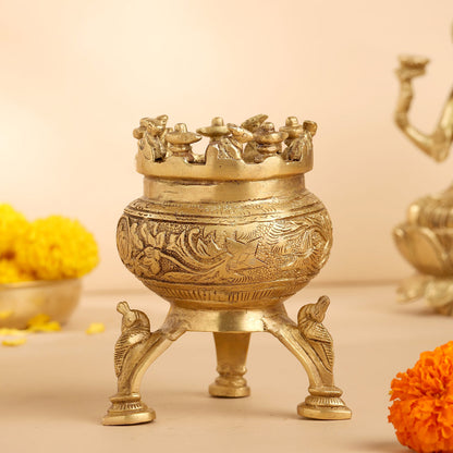 Brass Ganga Kalash with Stand – 4.5 Inch | Sacred Puja Vessel