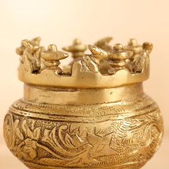 Brass Ganga Kalash with Stand – 4.5 Inch | Sacred Puja Vessel