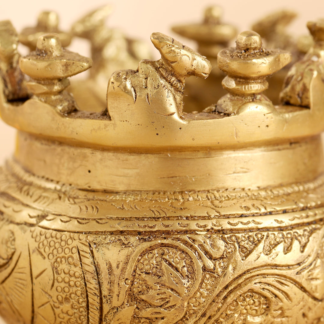 Brass Ganga Kalash with Stand – 4.5 Inch | Sacred Puja Vessel