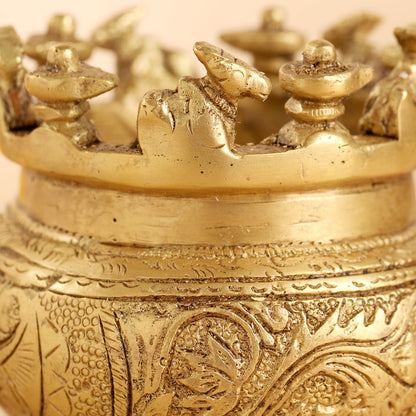 Brass Ganga Kalash with Stand – 4.5 Inch | Sacred Puja Vessel