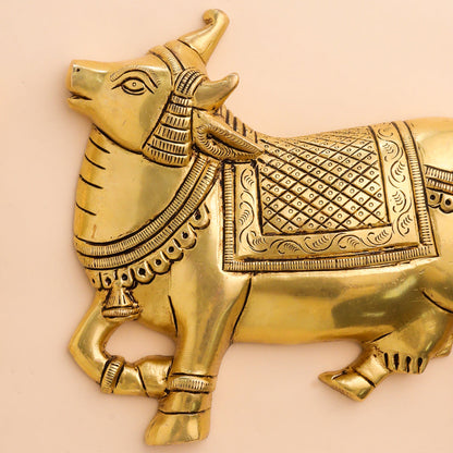 Brass Kamdhenu Cow Wall Hanging Set (7 Inch)