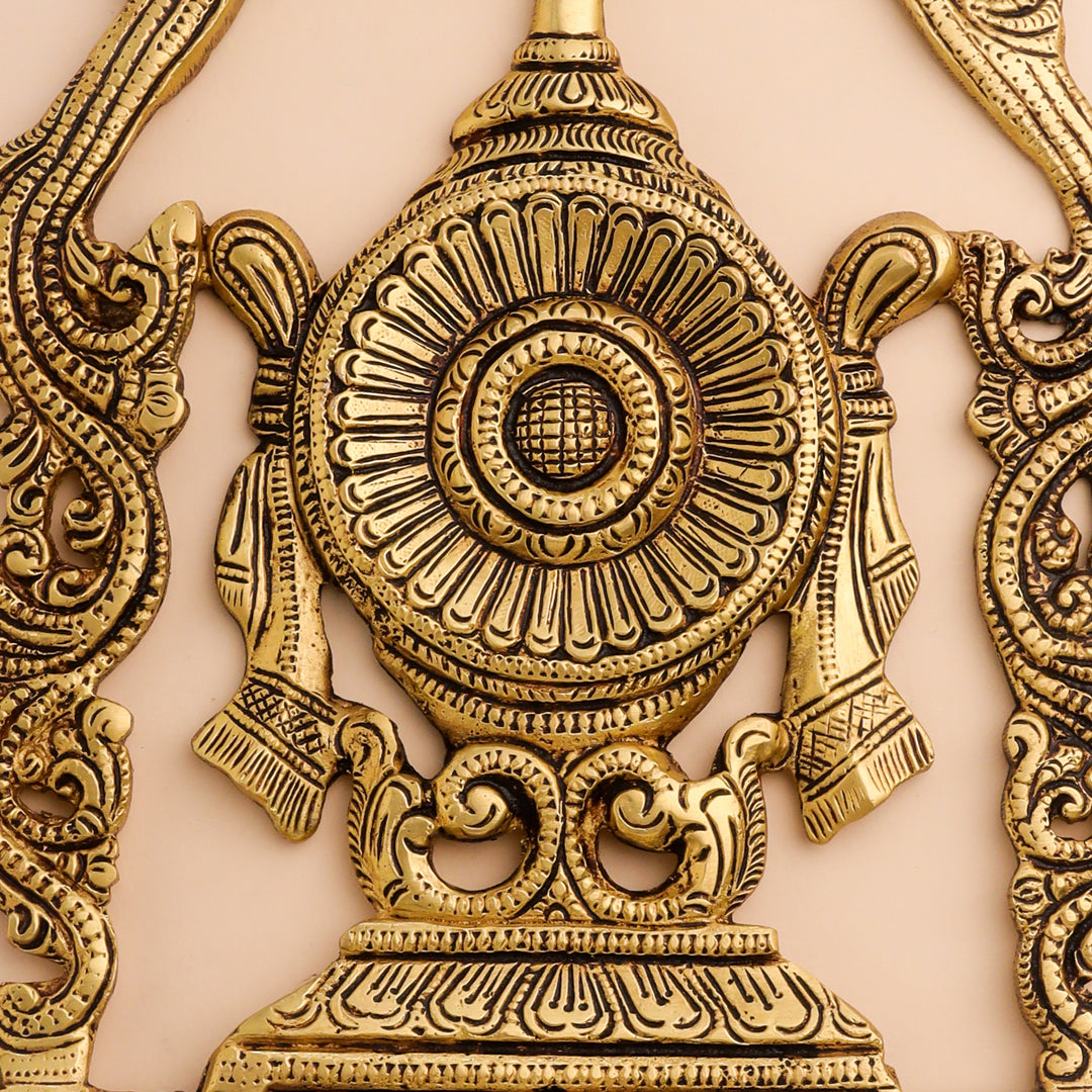 Brass Shankh Chakra Namah Wall Hanging Set (12.5 Inch)