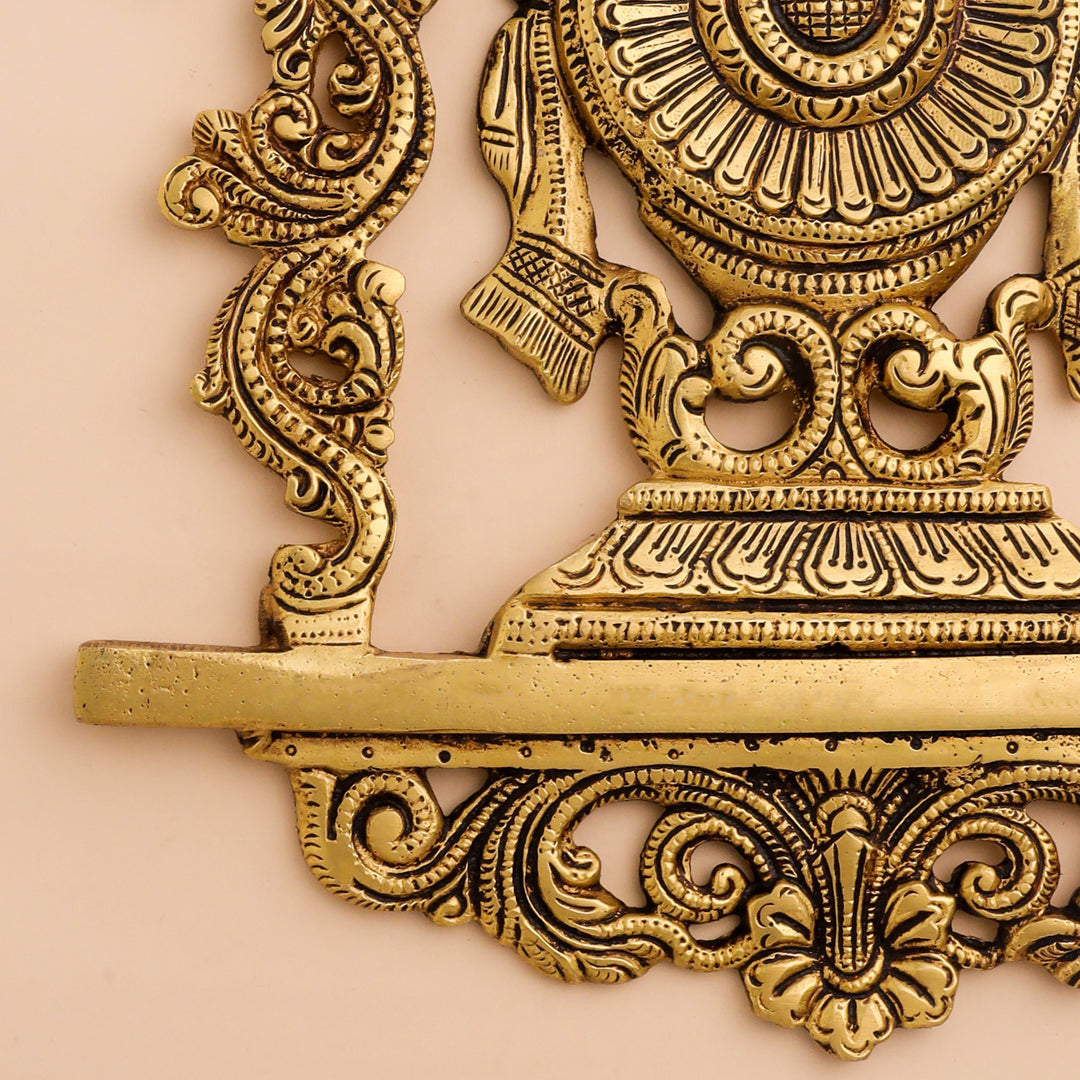 Brass Shankh Chakra Namah Wall Hanging Set (12.5 Inch)