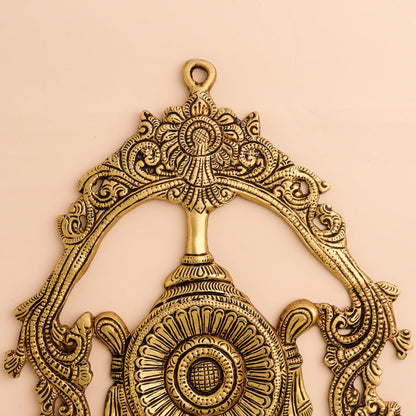 Brass Shankh Chakra Namah Wall Hanging Set (12.5 Inch)