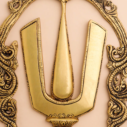 Brass Shankh Chakra Namah Wall Hanging Set (12.5 Inch)