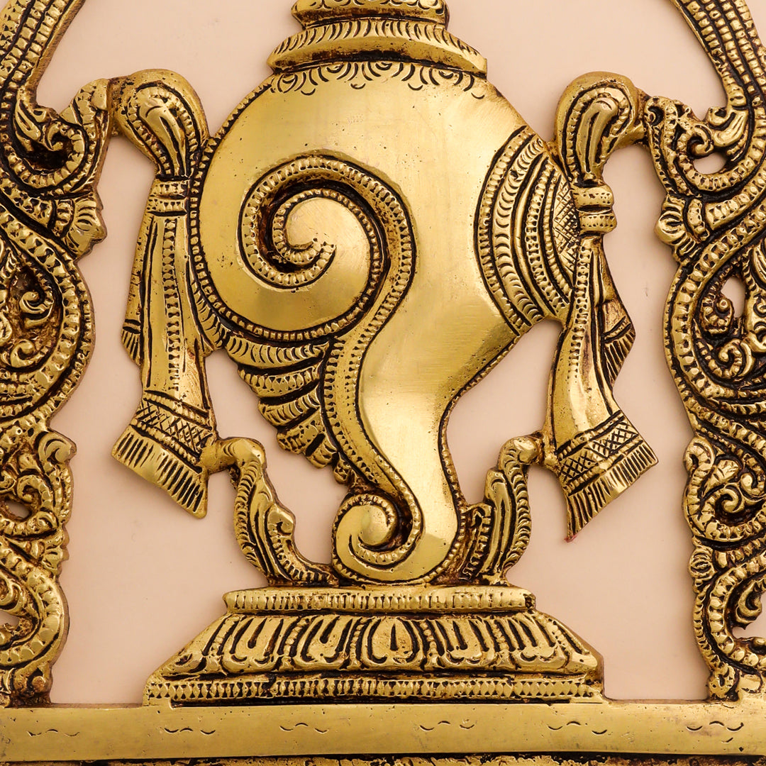 Brass Shankh Chakra Namah Wall Hanging Set (12.5 Inch)
