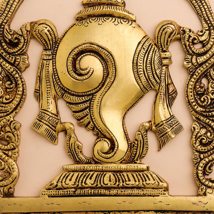 Brass Shankh Chakra Namah Wall Hanging Set (12.5 Inch)