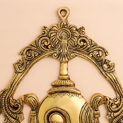 Brass Shankh Chakra Namah Wall Hanging Set (12.5 Inch)