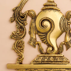Brass Shankh Chakra Namah Wall Hanging Set (12.5 Inch)