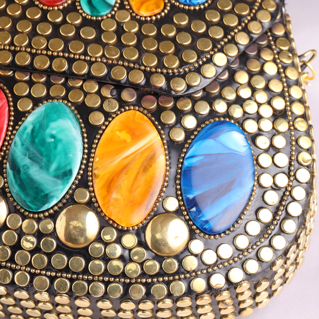 Mosaic Design Metal Sling Bag/Clutch (5 Inch)