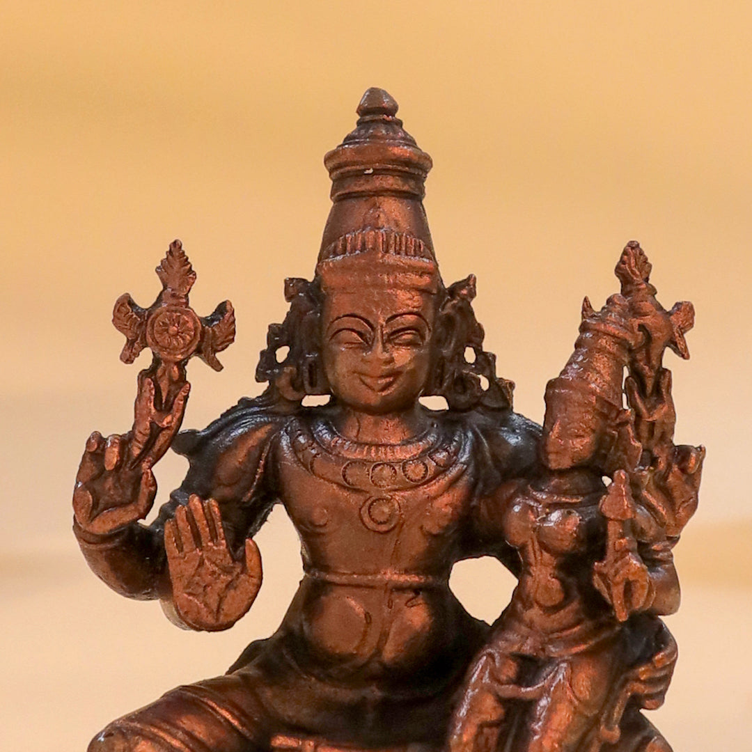 Copper Vishnu Lakshmi Idol (4 Inch)