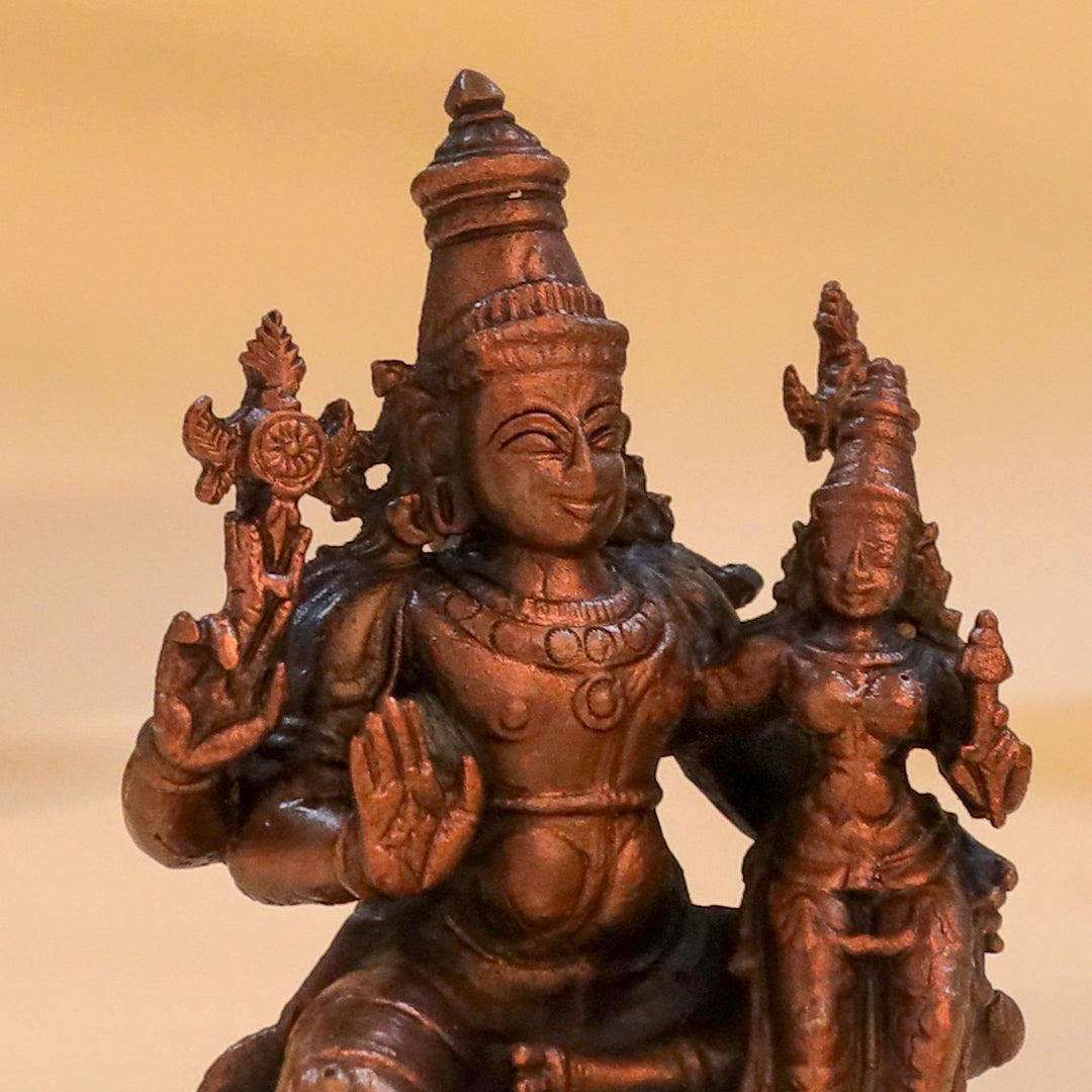 Copper Vishnu Lakshmi Idol (4 Inch)
