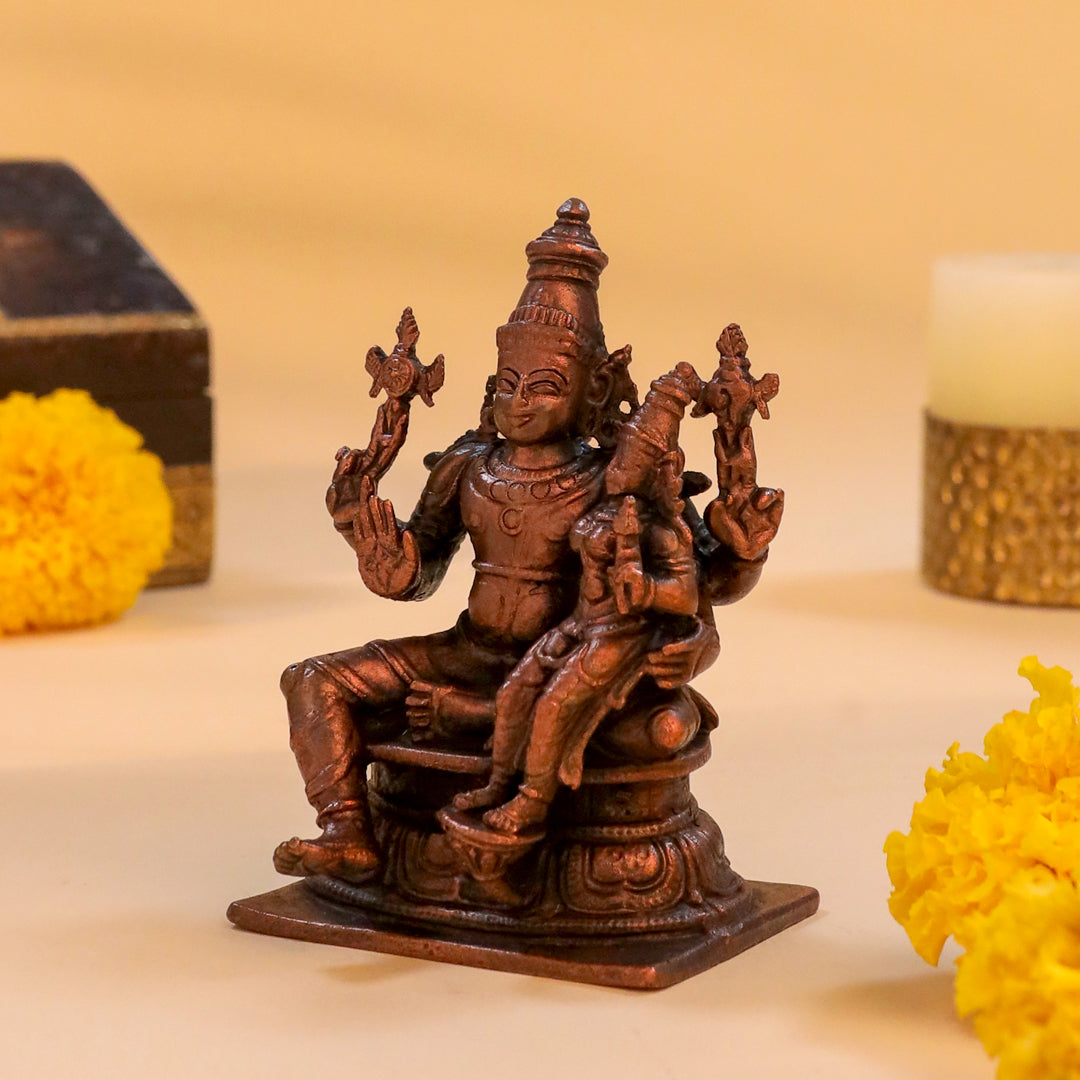Copper Vishnu Lakshmi Idol (4 Inch)