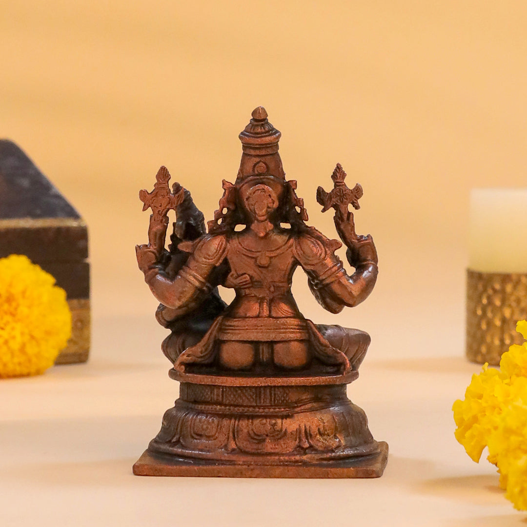 Copper Vishnu Lakshmi Idol (4 Inch)