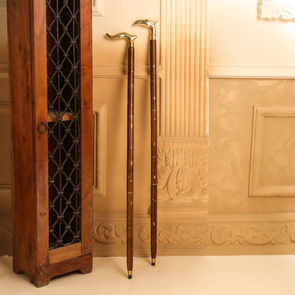 Brass Wooden Walking Stick (37 Inch)