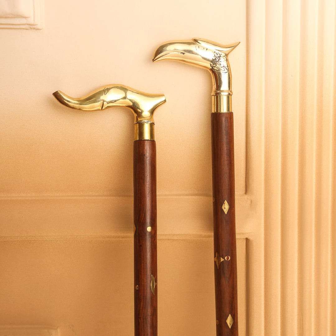 Brass Wooden Walking Stick (37 Inch)