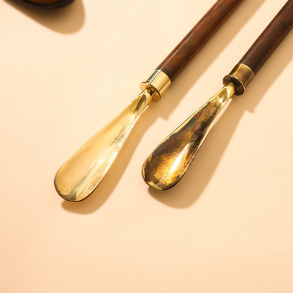Brass Vintage Wooden Shoe Horn (20 Inch)