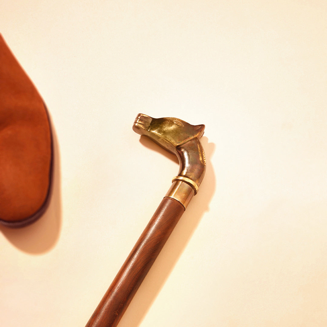 Brass Vintage Wooden Shoe Horn (20 Inch)