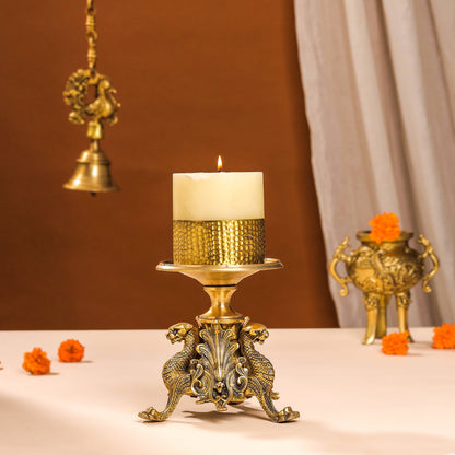 Brass Antique Candle Holder (7 Inch)