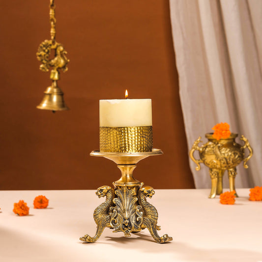 Brass Antique Candle Holder (7 Inch)