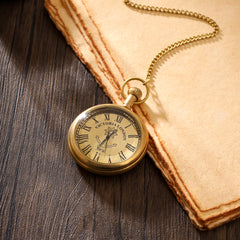 Brass Pocket Watch With Leahther Pouch (2 Inch)