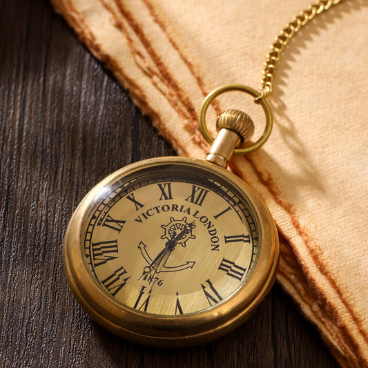 Brass Pocket Watch With Leahther Pouch (2 Inch)