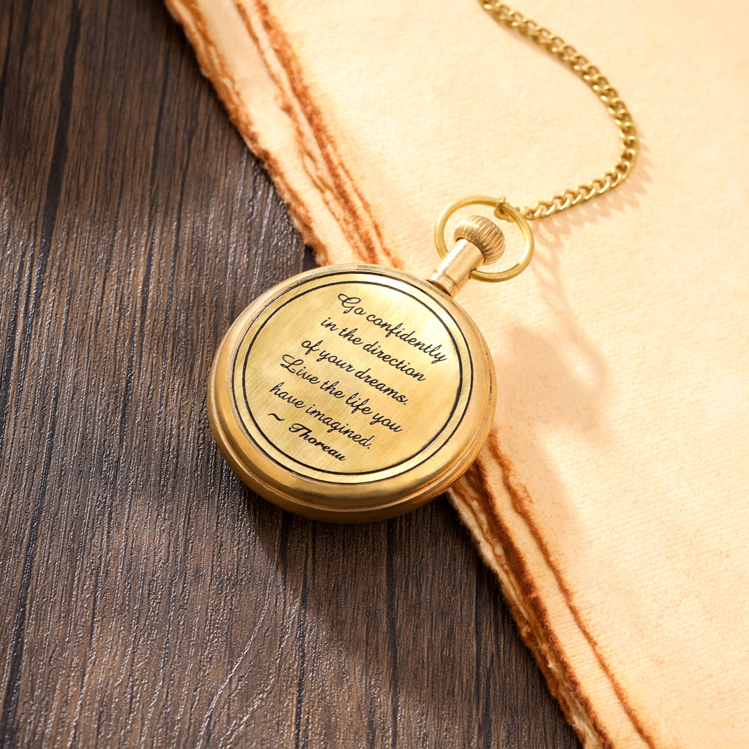 Brass Pocket Watch With Leahther Pouch (2 Inch)