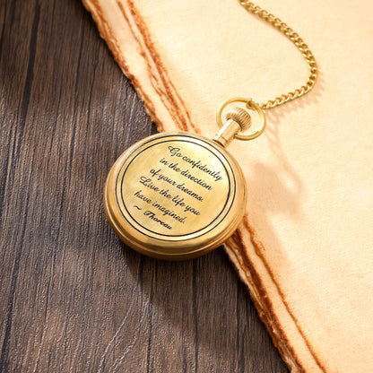 Brass Pocket Watch With Leahther Pouch (2 Inch)