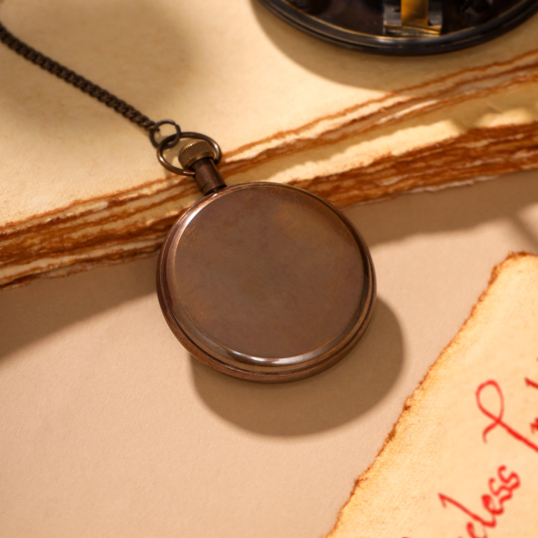 Brass Pocket Watch With Leahther Pouch (2 Inch)