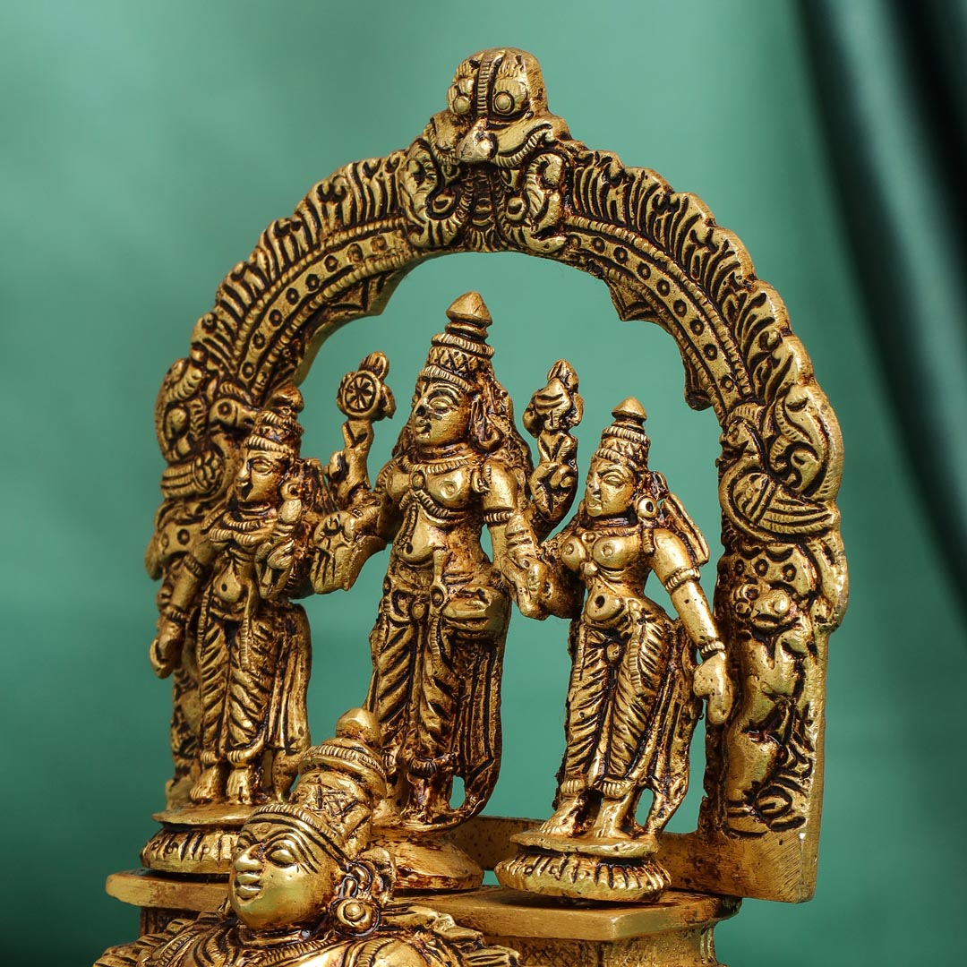 Brass Lord Balaji With Sri Devi And Bhudevi With Garud Idol (6.5 Inch)