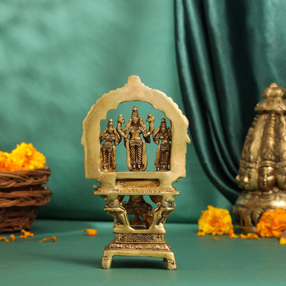 Brass Lord Balaji With Sri Devi And Bhudevi With Garud Idol (6.5 Inch)
