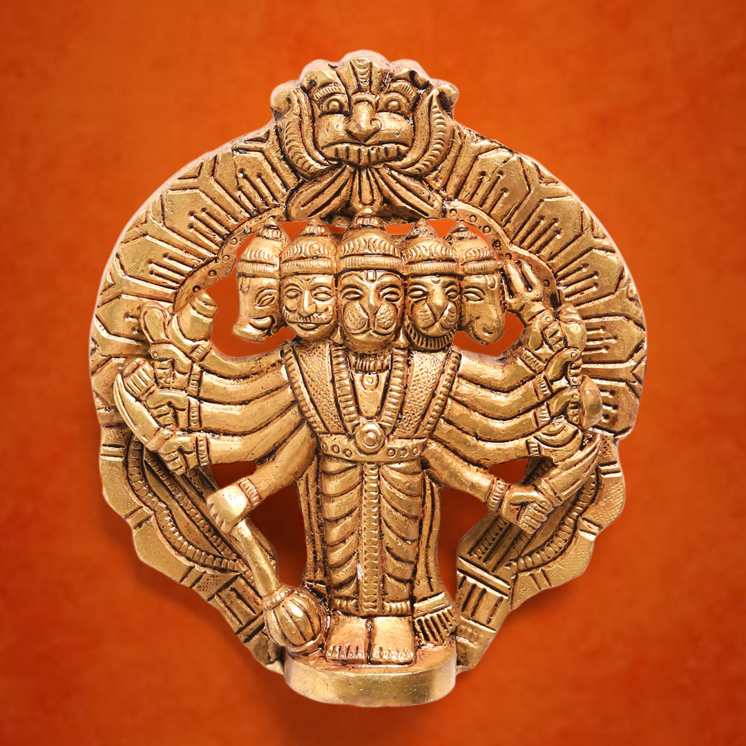 Brass Panchmukhi Hanuman Wall Hanging (4 Inch)