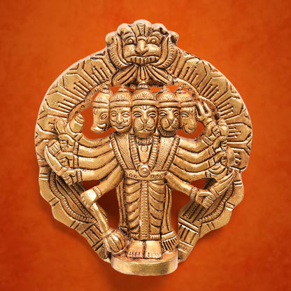Brass Panchmukhi Hanuman Wall Hanging (4 Inch)