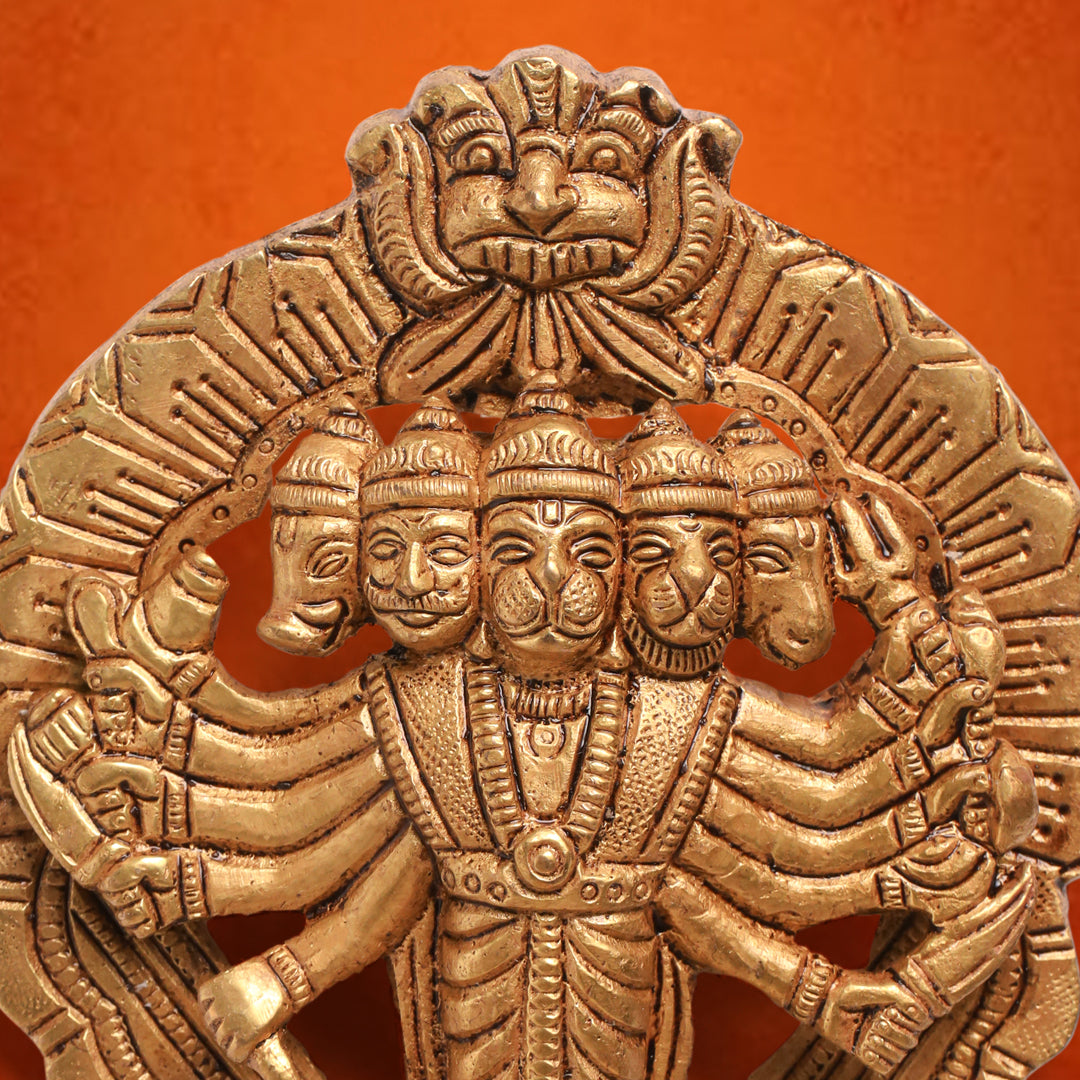 Brass Panchmukhi Hanuman Wall Hanging (4 Inch)