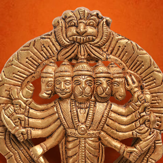 Brass Panchmukhi Hanuman Wall Hanging (4 Inch)