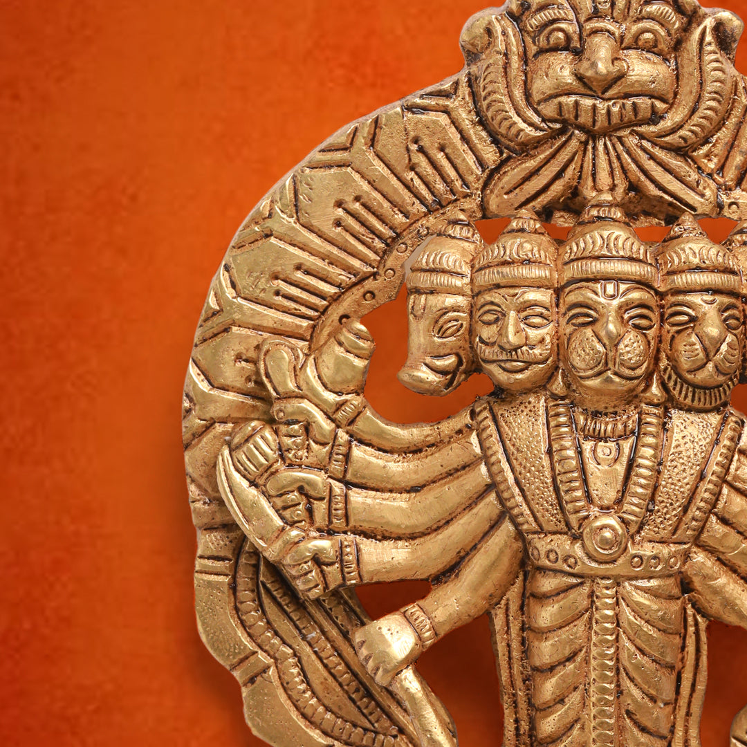 Brass Panchmukhi Hanuman Wall Hanging (4 Inch)