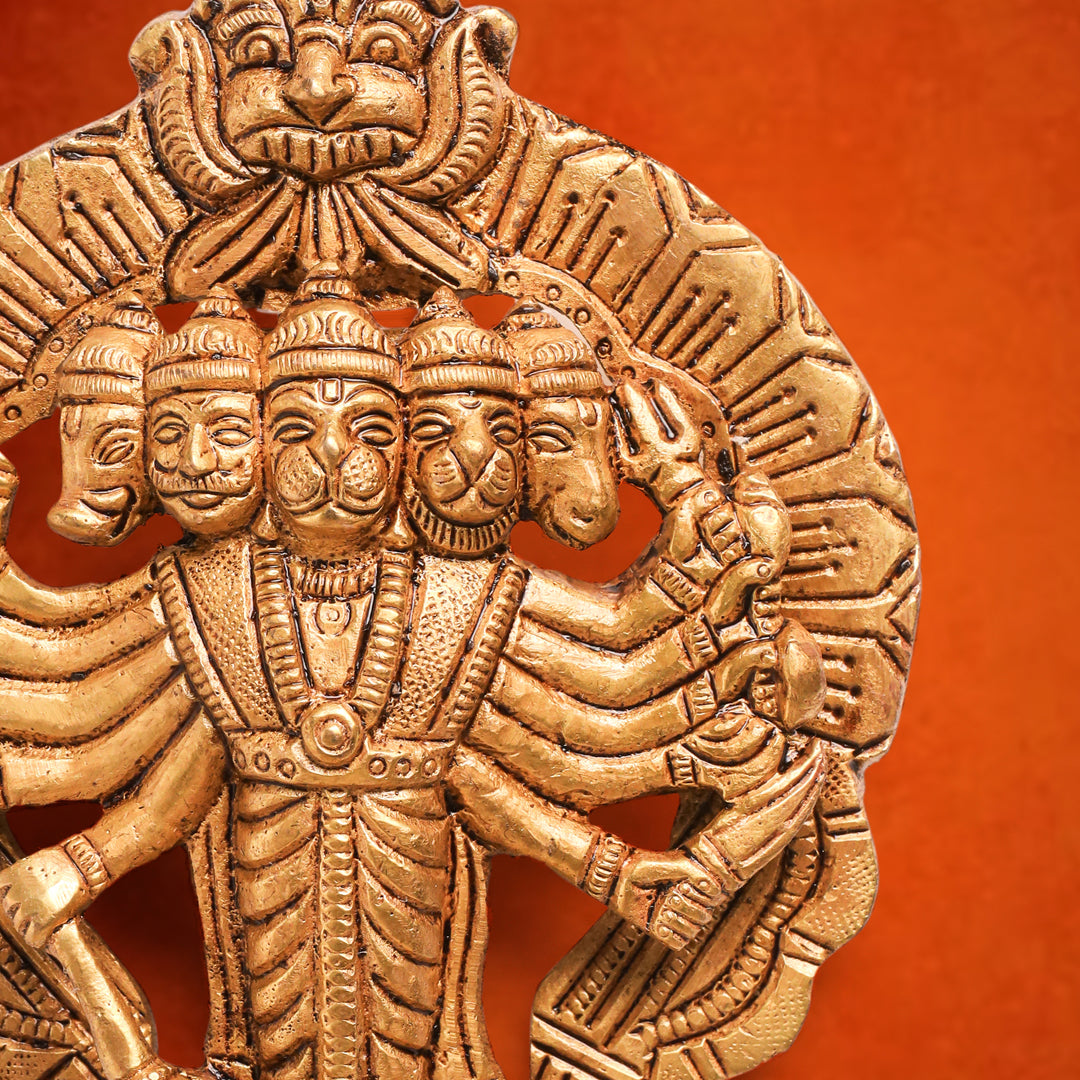 Brass Panchmukhi Hanuman Wall Hanging (4 Inch)